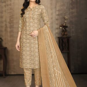 Earth-Tone Pure Cotton Straight Kurti Set with Pant & Dupatta