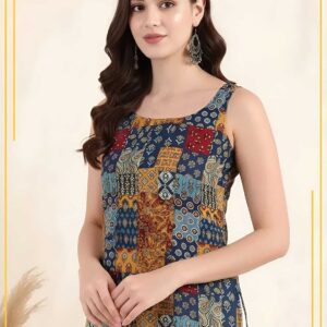 Multicolor Printed Rayon Sleeveless Top for Women